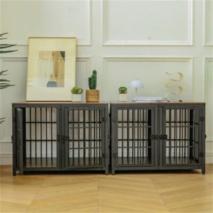 Thicken Tube Dog Crate Wooden Dog Cage Kennel End Side Table Practical Furniture - Picture 1 of 30