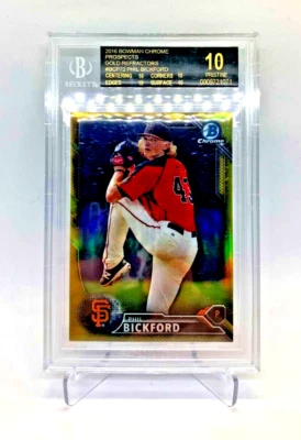MLB 2016 "PHIL BICKFORD" Prospects 05/50 GOLD Topps Chrome BGS 10 Black Label - Image 1 of 3