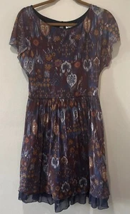 Anthropologie Weston Wear Caraz Ikat Dress Medium Fit And Flare Tulle Fairy Boho - Picture 1 of 12