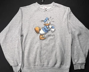 Suéter Vintage Walt Disney World Adulto Gris Pato Donald Pequeño - Imagen 1 de 9