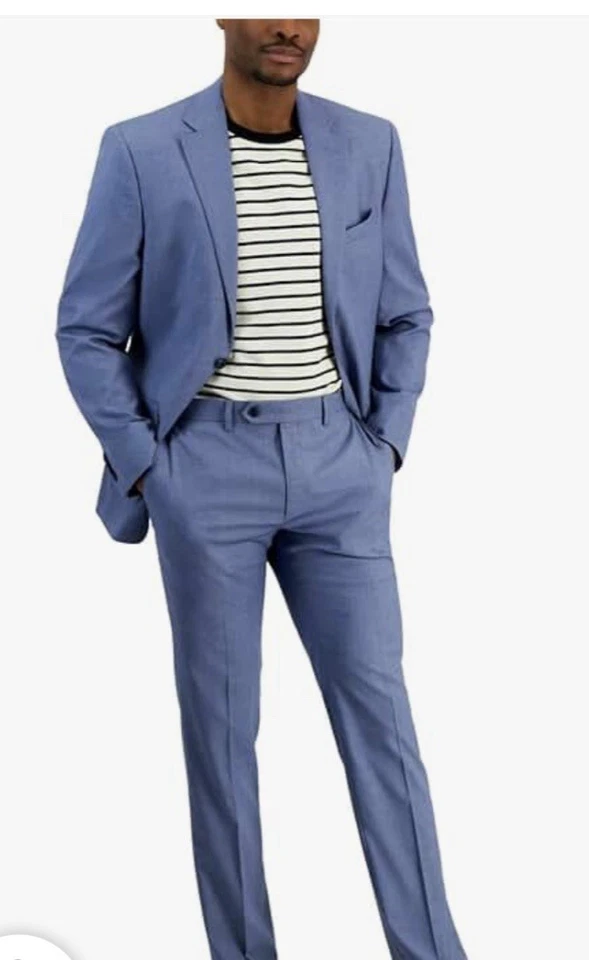 Chaqueta de traje azul claro calce ajustado Ben Sherman para hombre. 38 Pantalones cortos. Talla 32 X 30.  Foto 1 de 1