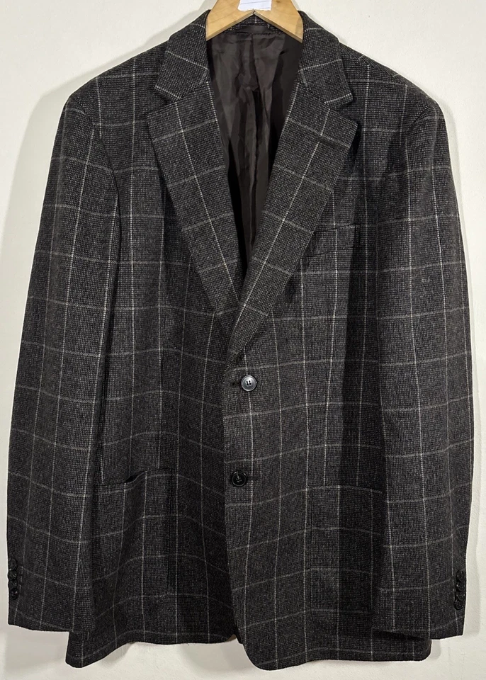 Z Zegna Light Angora Blend Blazer Mens 42R Made In Italy Chocolate Brown Check - Image 1 of 4