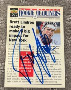 1994-95 Upper Deck Be a Player Rookie Brett Lindros carta autografata firmata R153 - Foto 1 di 1