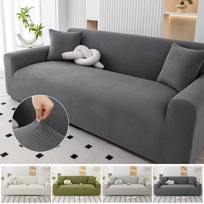 Funda protectora universal para sofá de pana a rayas funda elástica para muebles Foto 1 de 4