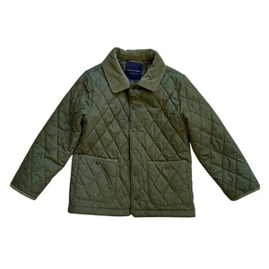 Janie and Jack Sz 5-6 Olive Army Green Quilted Chore Barn Coat Corduroy Collar - Picture 1 of 6