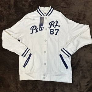 Polo Ralph Lauren Youth Boys XL Polo RL 67 White Snap Button Long Sleeve Sweater - Picture 1 of 16