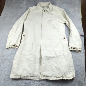 VTG Polo Jeans Co Ralph Lauren Trench Coat Mens XL Beige 100% Linen Chinstrap - Picture 1 of 17