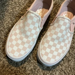 ZAPATOS SIN CORDONES VANS TALLA 7 MUJER MELOCOTÓN/TAUPE A CUADROS NUEVOS SIN CAJA - Imagen 1 de 17