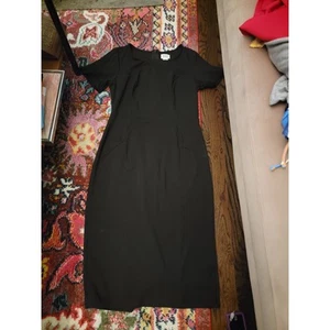 Unique Vintage Black Wiggle Dress XL Retro Pinup Midi Cocktail Classic LBD - Bild 1 von 3