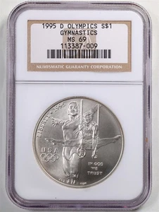 1995-D $1 Olympics Gymnastics Commemorative Silver Dollar MS69 NGC 113387-009 - Picture 1 of 2