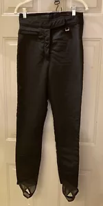 Vintage Cobor Stirrup Ski Pants Sz 8 Black Schoeller Switzerland Skifans Stretch - Picture 1 of 23