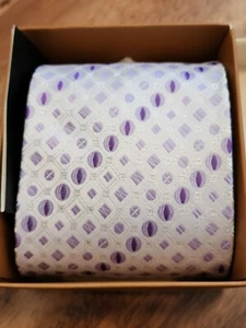 Y & G White Purple Silk Tie NWT - Picture 1 of 4