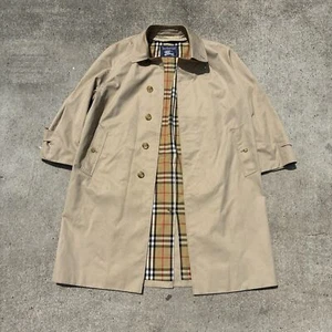 Vintage Tan Burberry Burberrys’ Trench Coat Tan Nova Check 42 Short Wool Liner - Picture 1 of 24