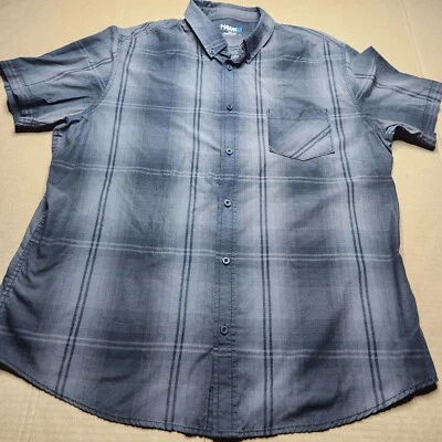 Camisa Tony Hawk Para Hombre XXL Gris Negra A Cuadros Botones Manga Corta Patín Foto 1 de 4