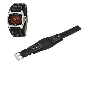 AM3696 24mm Black Leather Watch Strap For Fossil - Picture 1 of 9