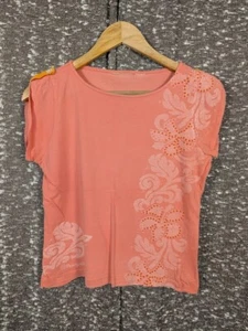 Wrangler Floral Pink Y2K Style T-Shirt Women's Small - Picture 1 of 8