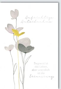 Trauer - Glückwunschkarte im Format 11,5 x 17 cm - Aquarell-Blumen - Bild 1 von 1