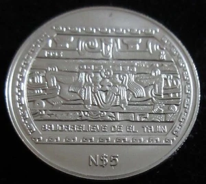 MDS MÉXICO MÉXICO 5 NUEVOS PESOS N$5 1993 "BAJORRELIEVE DE EL TAJIN", PLATA #L - Imagen 1 de 2