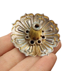AirSENSE- 9-Hole Lotus Incense Burner-Holder-Gold Plate- w/ FREE Incense Sticks - Imagen 1 de 9