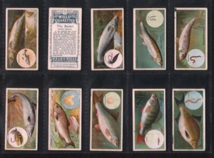 Tobacco cards set cigarette cards Fish & Bait 1910, Pike, Mackerel, Tench,Trout - Picture 1 of 5
