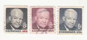 U.S. 1971. Dwight Eisenhower, 34th president USA. 8c. Sc# 1394, 1401, 1402 Used - Picture 1 of 1