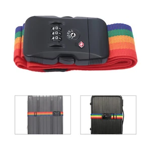 Luggage Strap TSA Customs Lock Luggage Strap Adjustable Length POM Snap Rainbow - Picture 1 of 13