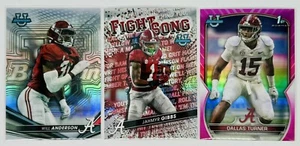 Bowman U Crimson Tide Lot (3) Anderson Refractor/Gibbs Fight Song/Turner Pink - Picture 1 of 4