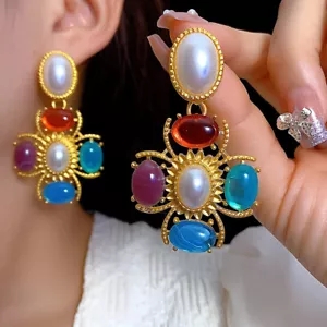 Art Deco Inspired Crystal Cross Drop Earrings Vintage Style Jewellery - Picture 1 of 7