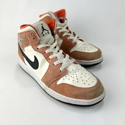 Nike Air Jordan 1 Mid SE GS Blanco Vela Naranja Gamuza DV1336-800 7Y / Mujer’s 9 Foto 1 de 4