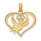 Gift for Mothers Day 14k Yellow Gold Polished Angel In Heart Charm Pendant