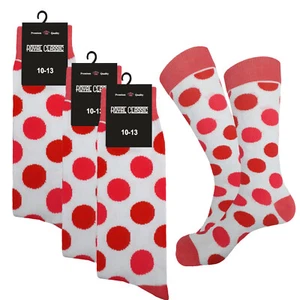 3 PARES CALCETINES DE VESTIR PARA HOMBRE FORMALES LUNARES BLANCO NARANJA CORAL ALGODÓN CALCETINES - Imagen 1 de 7
