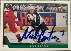 NEAL BROTEN USA OLYMPIC HOCKEY SIGNED 1993 UPPER DECK CARD MINNESOTA NORTH STARS - Picture 1 of 1