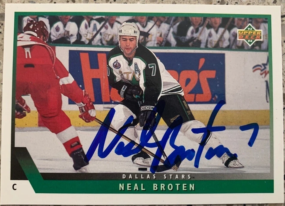 NEAL BROTEN USA OLYMPIC HOCKEY SIGNED 1993 UPPER DECK CARD MINNESOTA NORTH STARS - Image 1 of 1