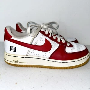Nike Air Force 1 low LeBron 2009 Sz 5.5 youth Rare Retro Red & White - Picture 1 of 9