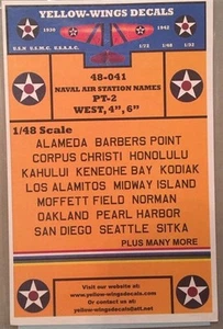 Yellow Wing Decals 1:48 Naval air Station Names Pt-2 West 4" 6" 48-041 - Picture 1 of 1