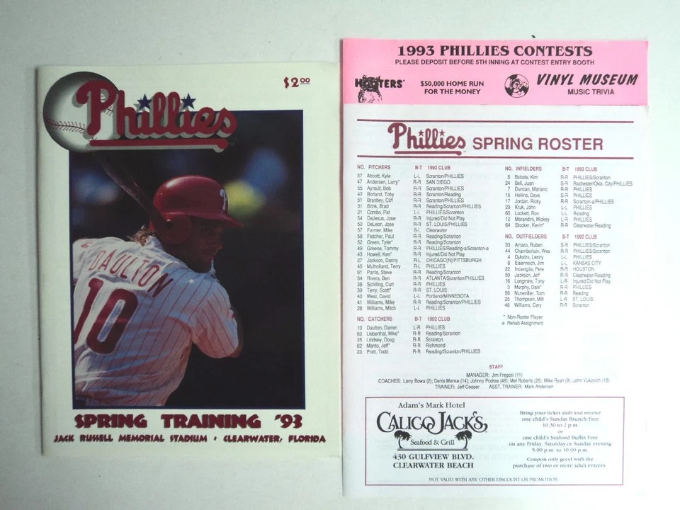 1993 Philadelphia Phillies vs Orioles Program UNSCORED Daulton -  - Image 1 of 1