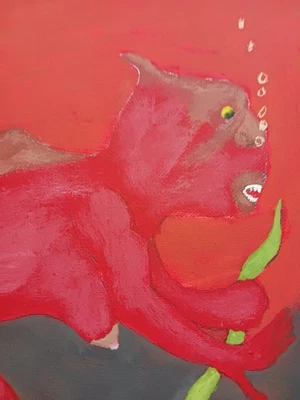 PINTURA ESPACIAL SIRENA ALIENÍGENA 12X16 TITULADA (SIRENA ROJA DE MARTE)-FIRMADA-ABSTRACTA Foto 1 de 4