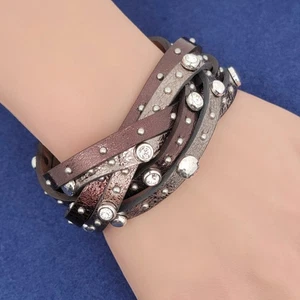 Pulsera ancha de cuero trenzado Brighton Thea Harlow - Imagen 1 de 8