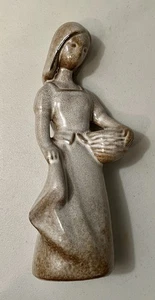 Vintage HOWARD PIERCE  Art Pottery Woman  w/BASKET  Figurine - 9.25" - Picture 1 of 10