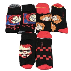 Childs Play Good Guys Men's 10-13 Long Crew Socks Chucky Horror (3 Pairs) - Picture 1 of 6