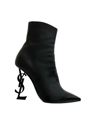 Botines Yves Saint Laurent Opyum YSL Logo Cuero Negro 40  Foto 1 de 4