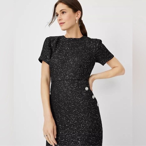 VETEMENTS Abito Ann Taylor scintillante con bottoni e paillettes in tweed taglia 6