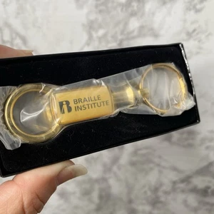 VTG Braille Institute Gold Colored Keychain NEW - Picture 1 of 7