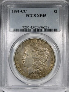 1891-CC Morgan Dollar PCGS XF45 Circulated KEY DATE $1 Crusty - Picture 1 of 4