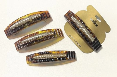 Lote de 4 pinzas para el pelo vintage años 80 francés con caparazón de tortuga hechas en Francia Foto 1 de 4