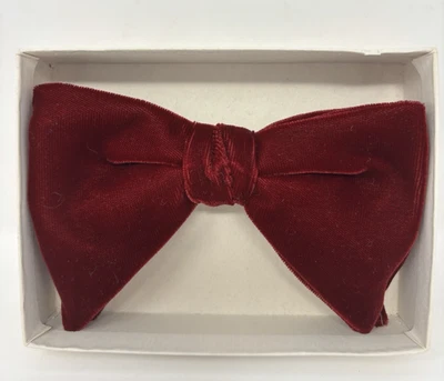 Oversized Velvet Bow Tie Solid Color Formal Pre-Tied Big Burgundy Clip On Unisex - Image 1 of 4