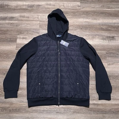 Polo Ralph Lauren Para Hombre Mediano Cremallera Completa Azul Marino Híbrido Chaqueta con Capucha Acolchada M $398 Foto 1 de 4