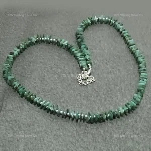 Emerald Stone 925 Sterling Silver Sister New Beaded Engagement Handmade Necklace - Picture 1 of 6