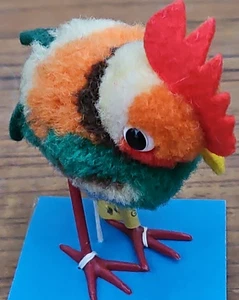 1938-1943 Steiff Nomotta Wool Pom Pom Rooster - Rare All ID Trailing F Button - Picture 1 of 9