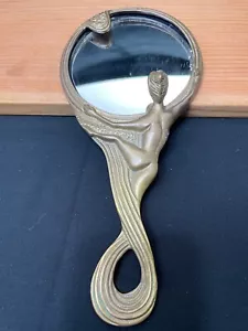 Vintage Brass Hand Mirror Deco/Nouveau Nude - Picture 1 of 7